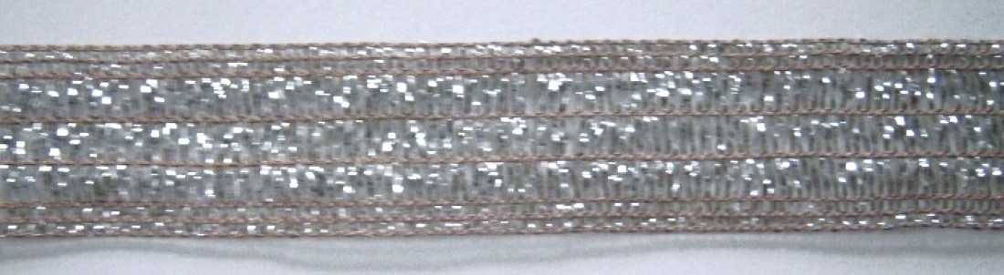 Tan/Silver Wired Mylar 7/8" Trim