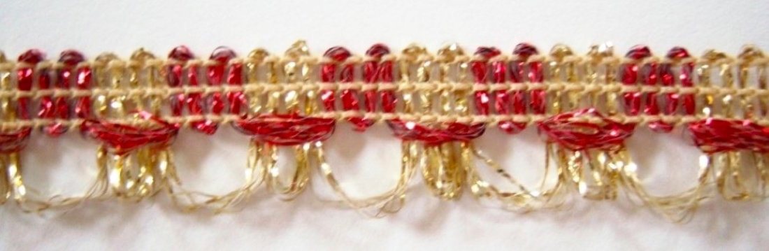 Ruby/Gold 7/16" Bead Fringe