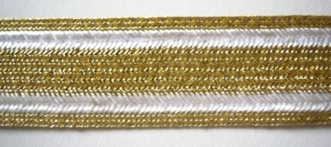 Gold/Double White 1" Middy Braid