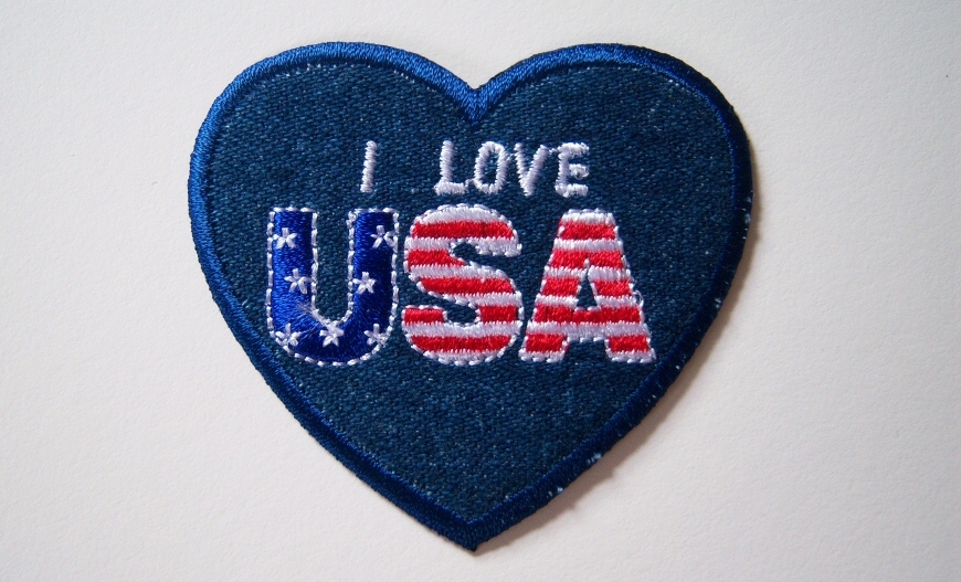 I Love USA Iron On Applique