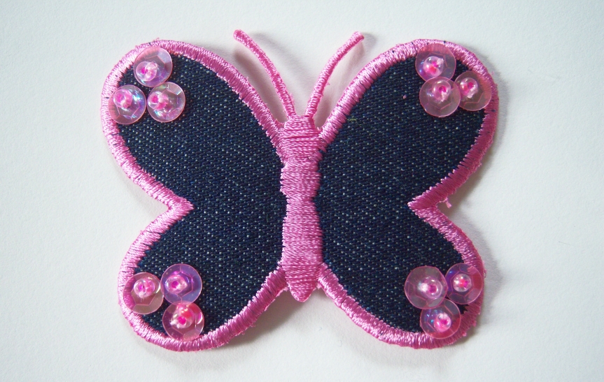 Pink/Denim Butterfly Applique