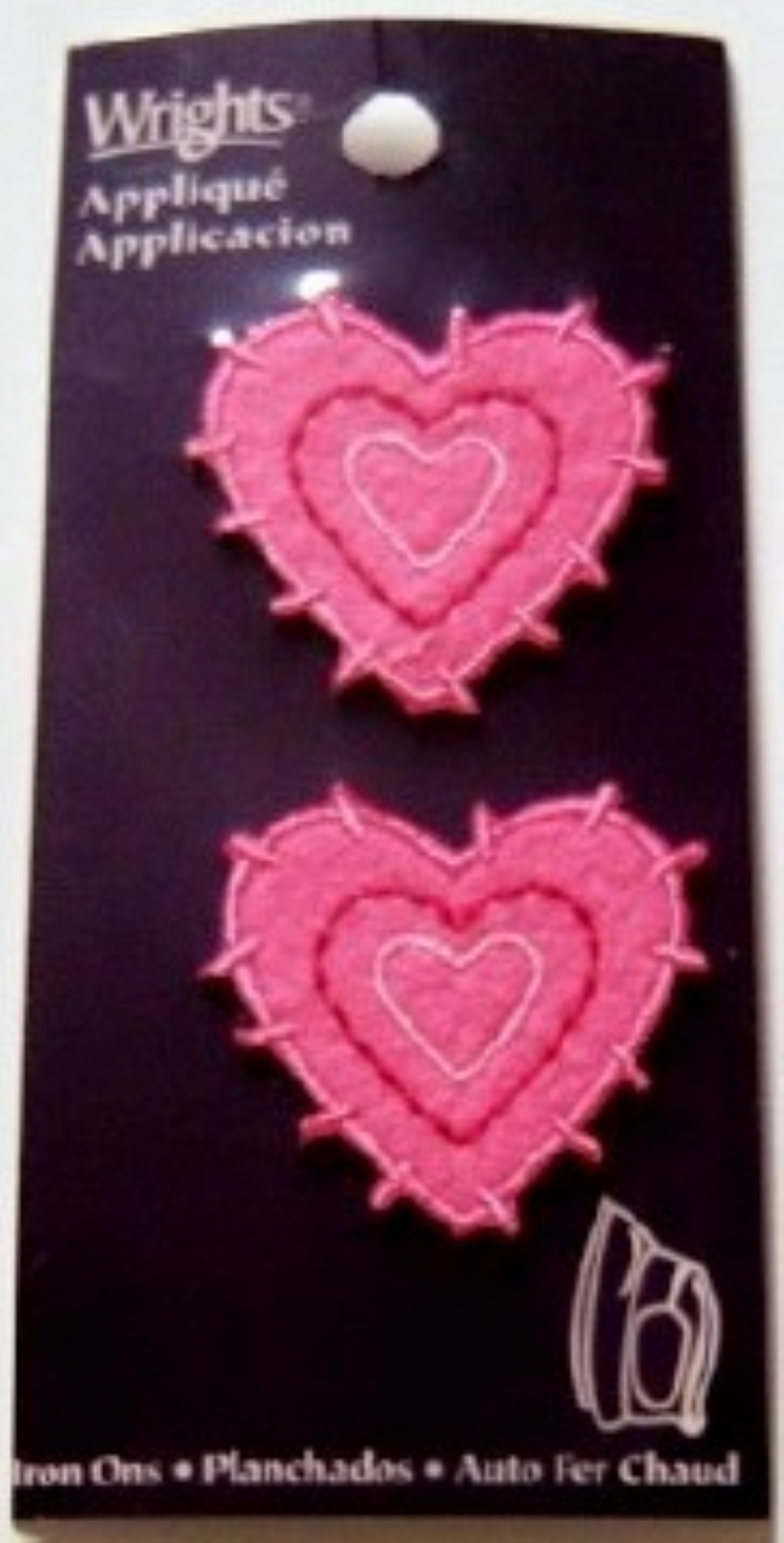 Wrights 2 Hot Pink Felt Heart Appliques