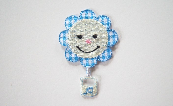 Blue Gingham Flower Applique