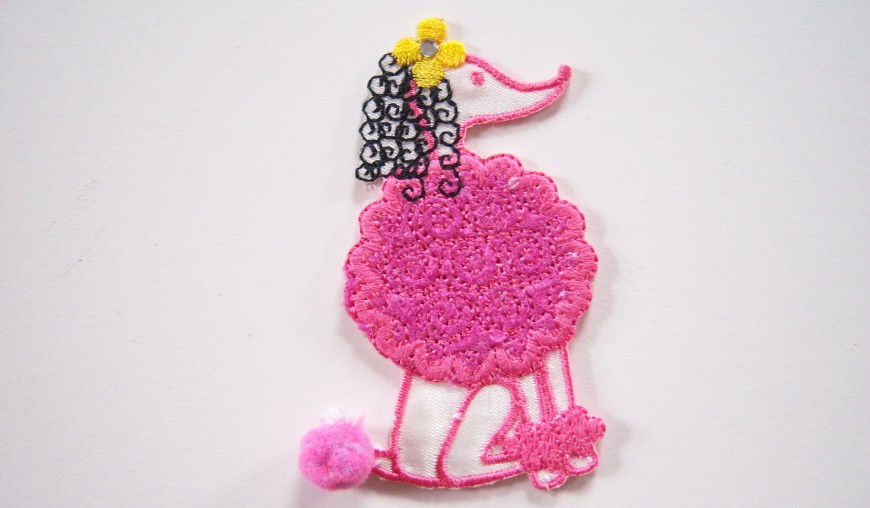 Pink/Black Curls Poodle Applique