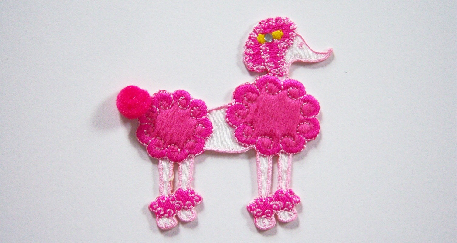 Fifi/Gigi Pink/Rhinestone Bow Poodle Applique