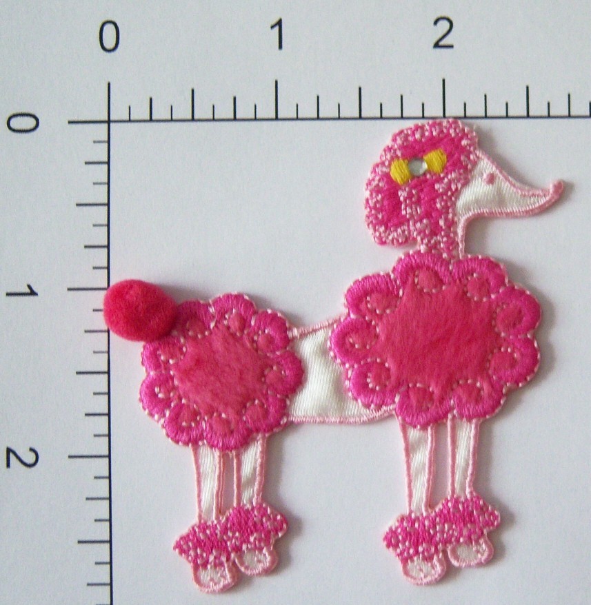 Fifi/Gigi Pink/Rhinestone Bow Poodle Applique