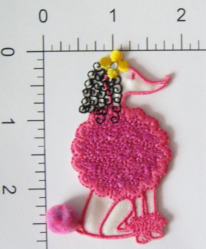 Pink/Black Curls Poodle Applique