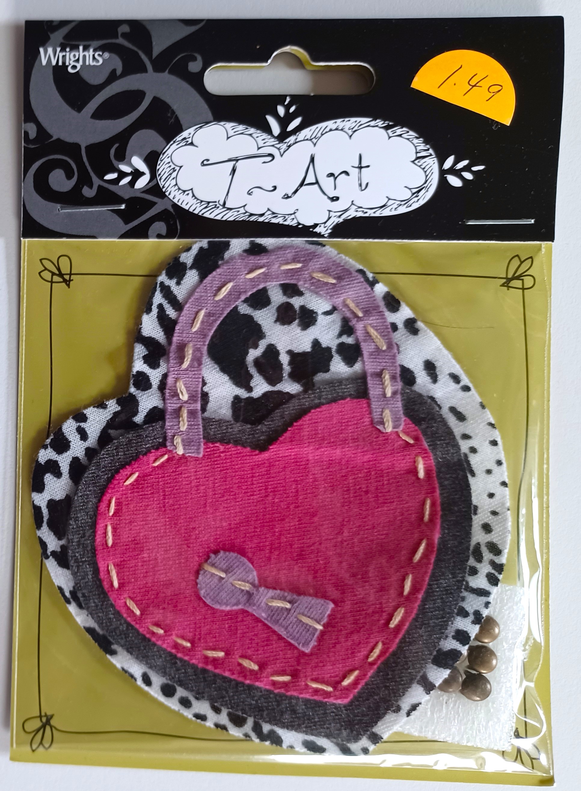 Heart/Lock/Brads Applique