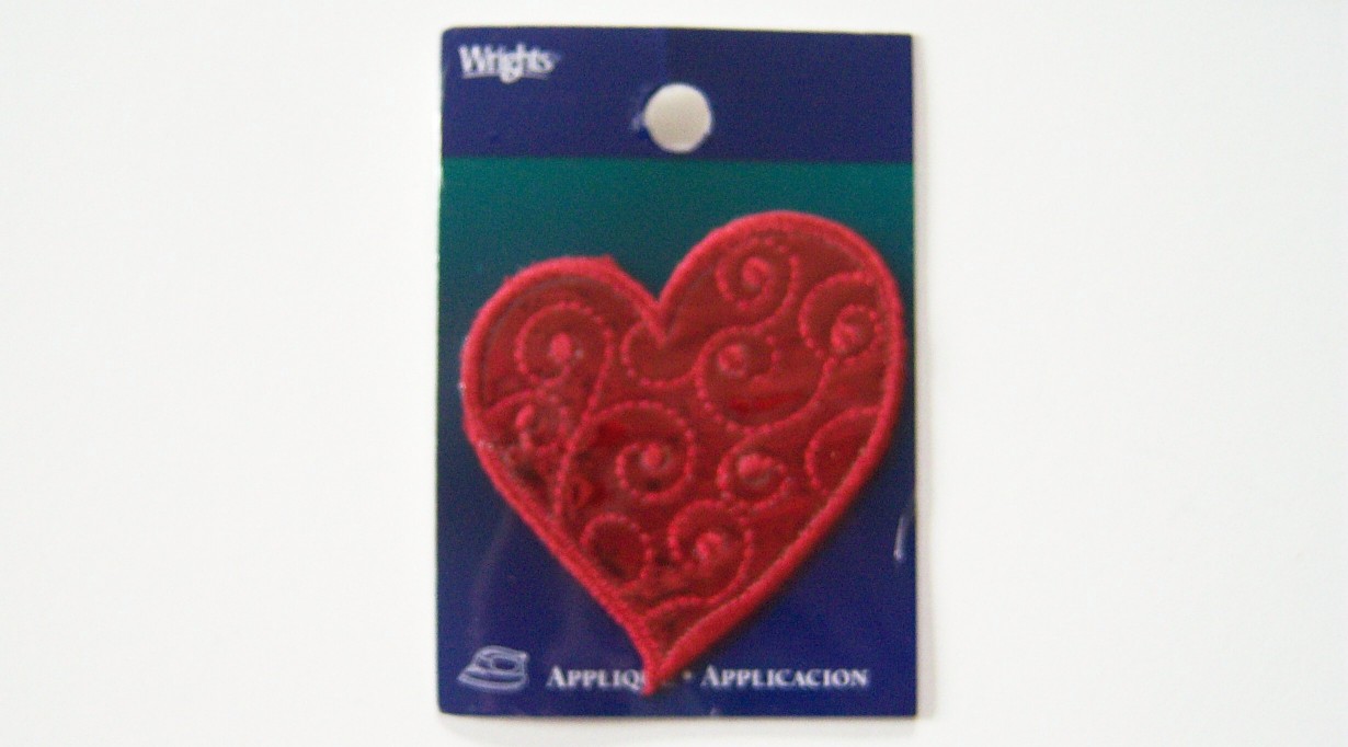 Wrights Red Metallic Heart Iron On