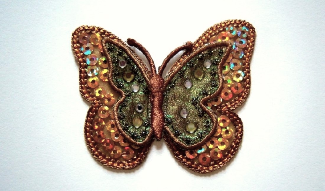 Bronze Sequin/Rhinestone Butterfly