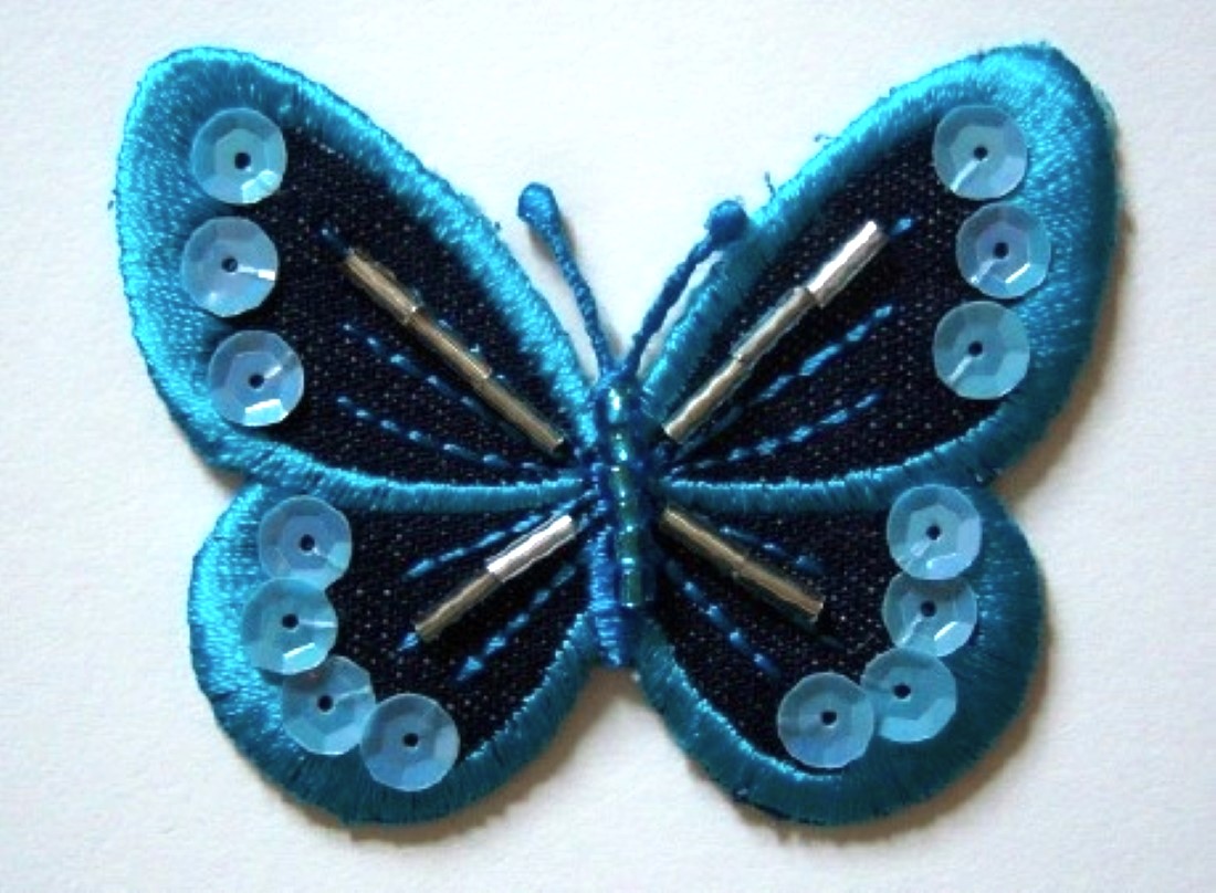 Black/Turquoise Sequin Butterfly