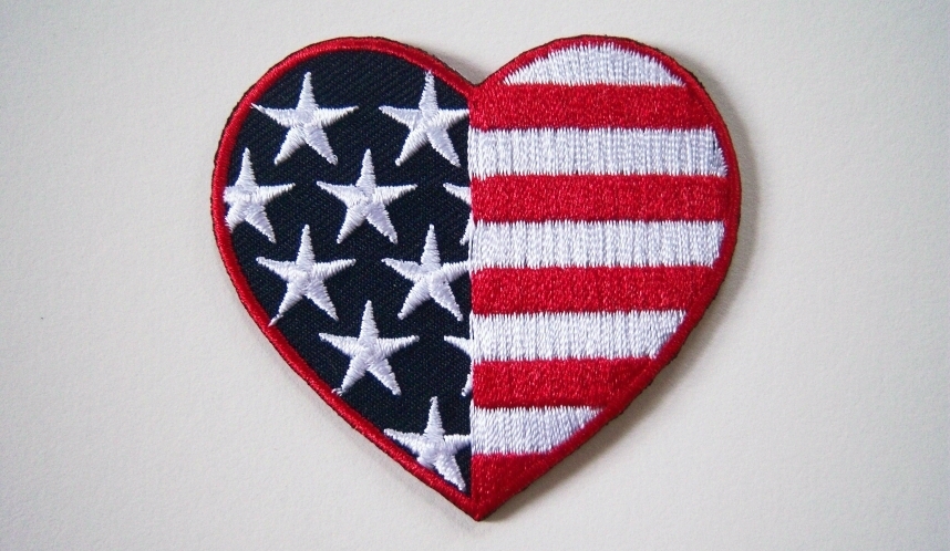 Patriotic Heart Iron On Applique