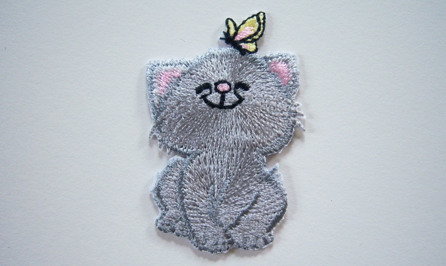 Wrights Grey Kitten Applique