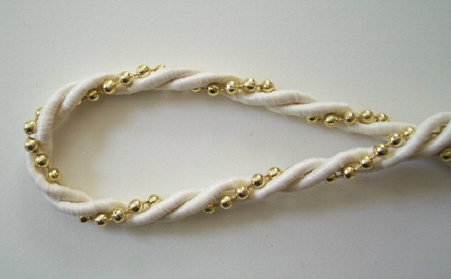 Winter White/Gold Bead 3/8" Cord