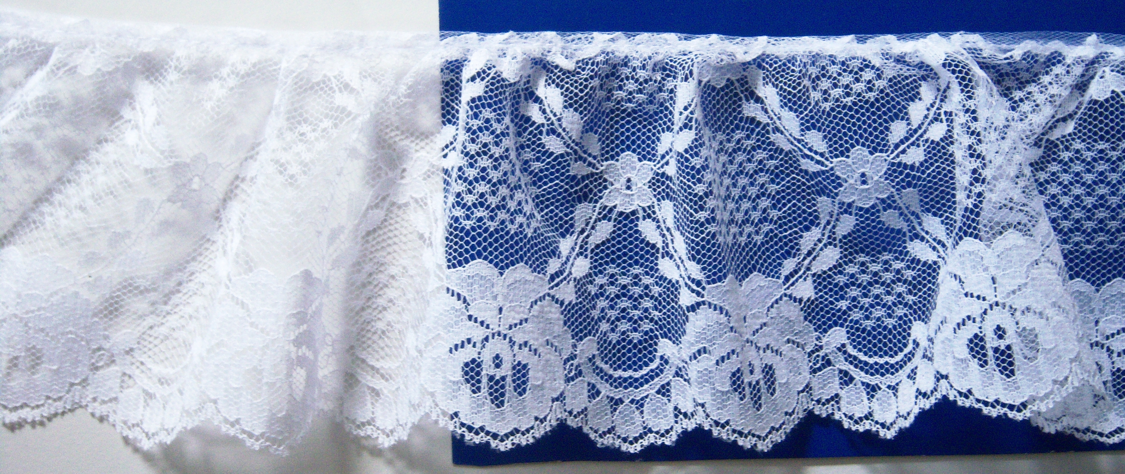White Nylon 3 1/2" Gathered Lace