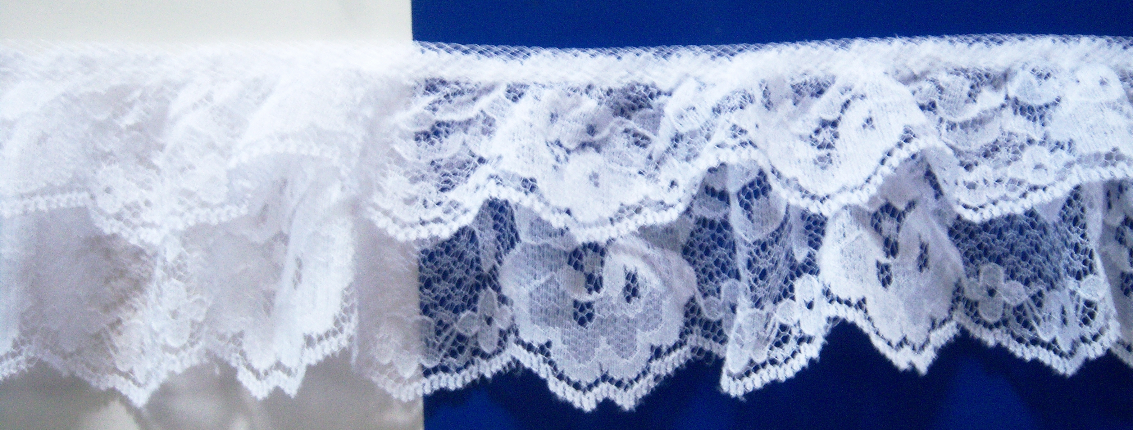 White Nylon 2 1/4" Gathered Lace