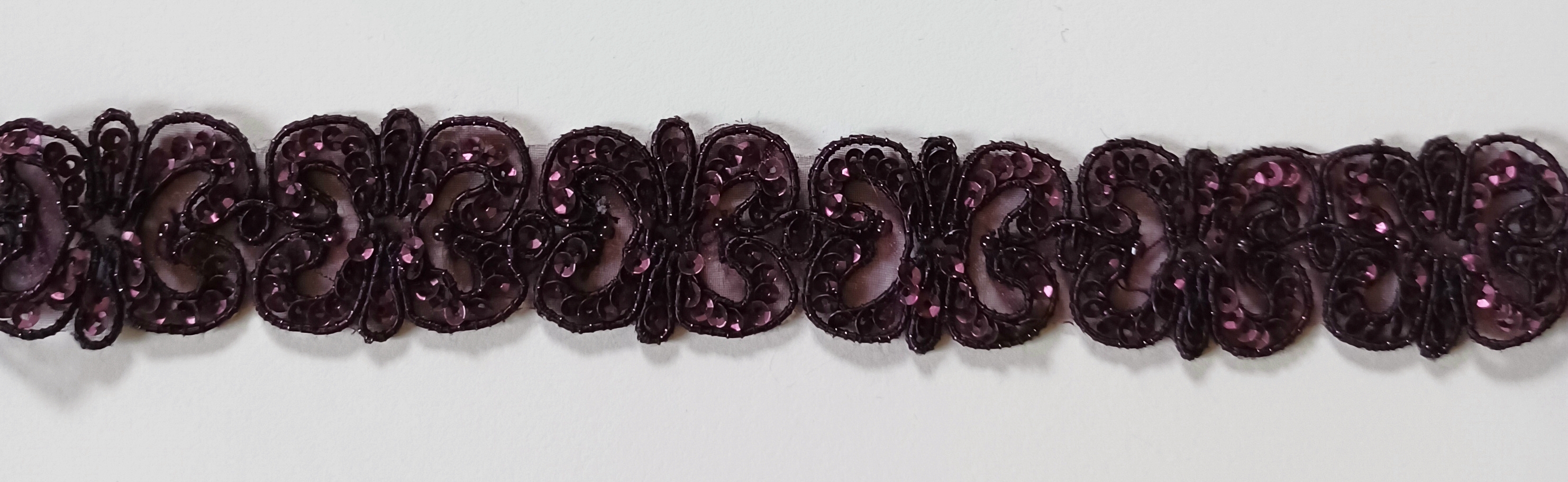 Plum Sequin 1" Braid Trim