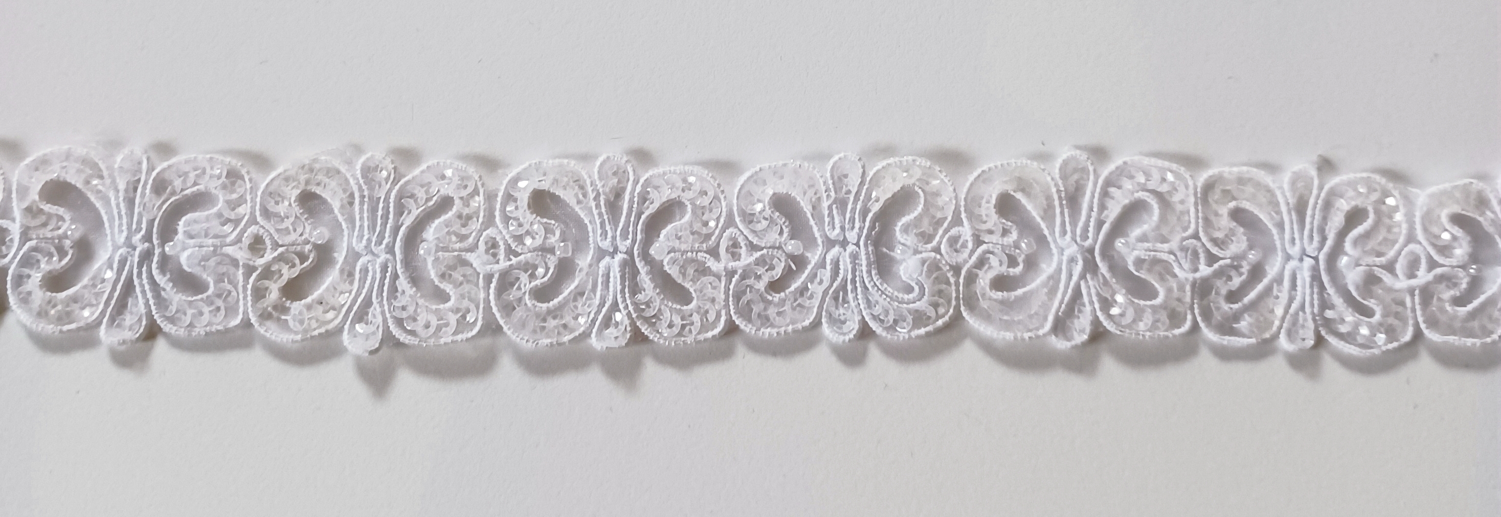 White Sequin 1" Braid Trim