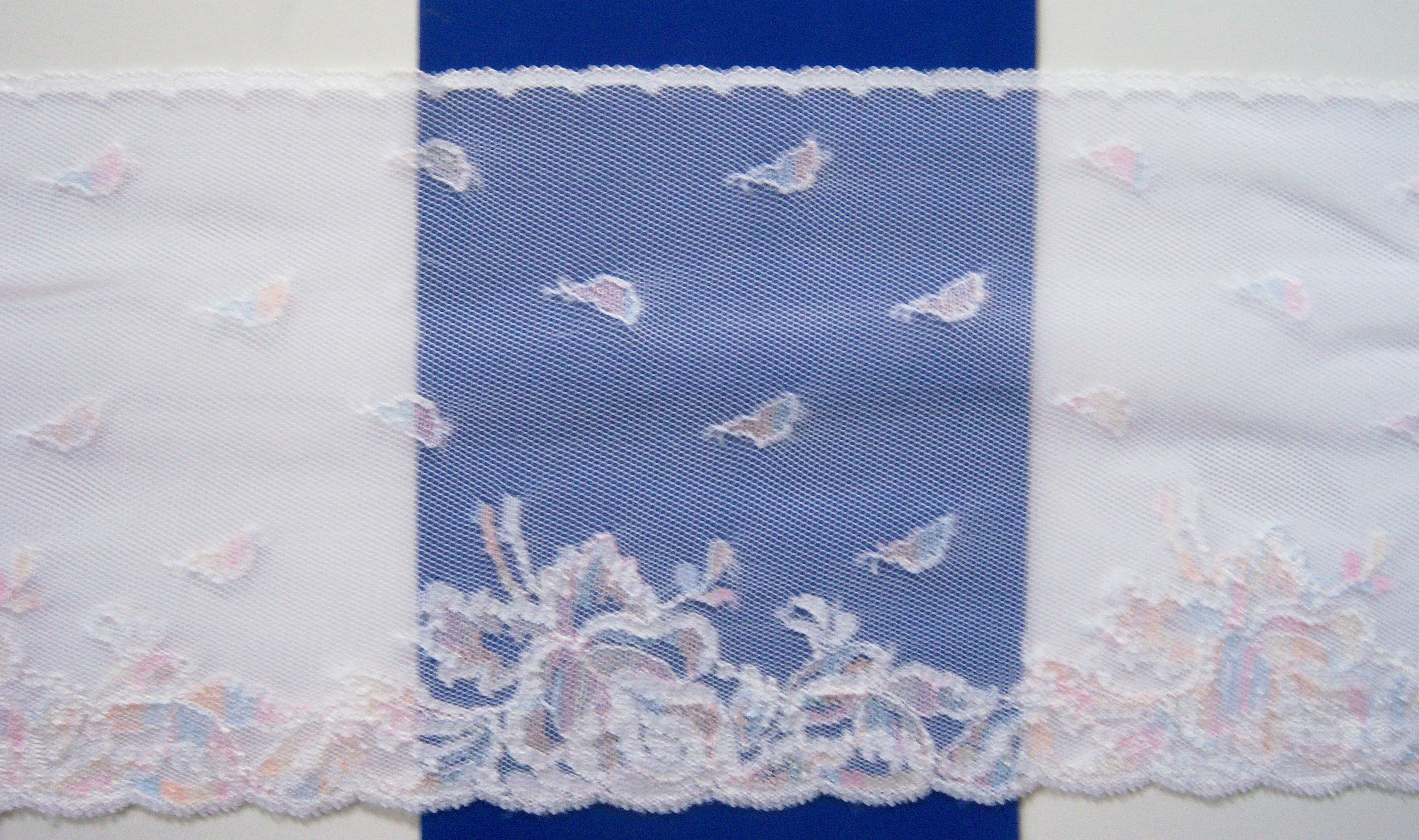 White/Pastel 5 1/2" Embroidered Lace