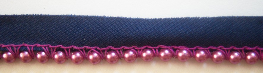 Navy/Dusty Rose Bead 5/8" Piping