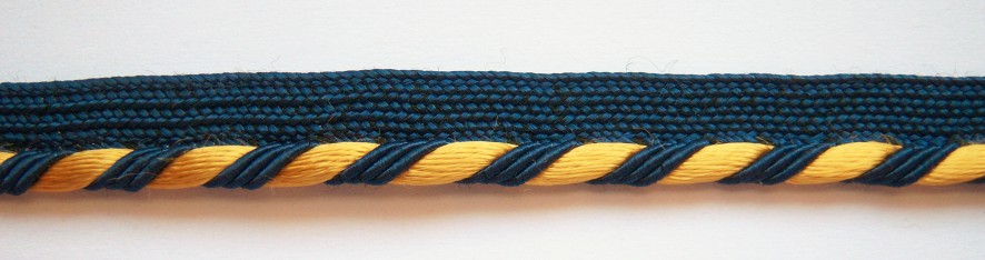 Navy/Gold Satin 3/8" Piping