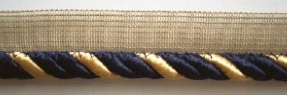 Navy/Gold Metallic 7/8" Piping