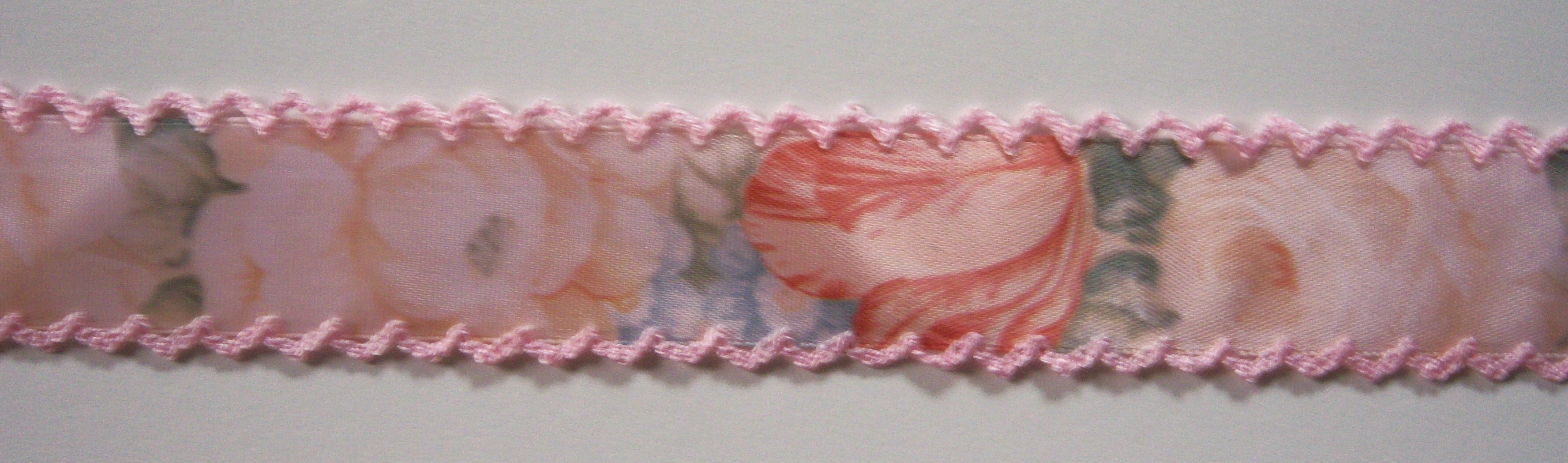 Pink Picot Two Edge Floral Satin 1" Ribbon