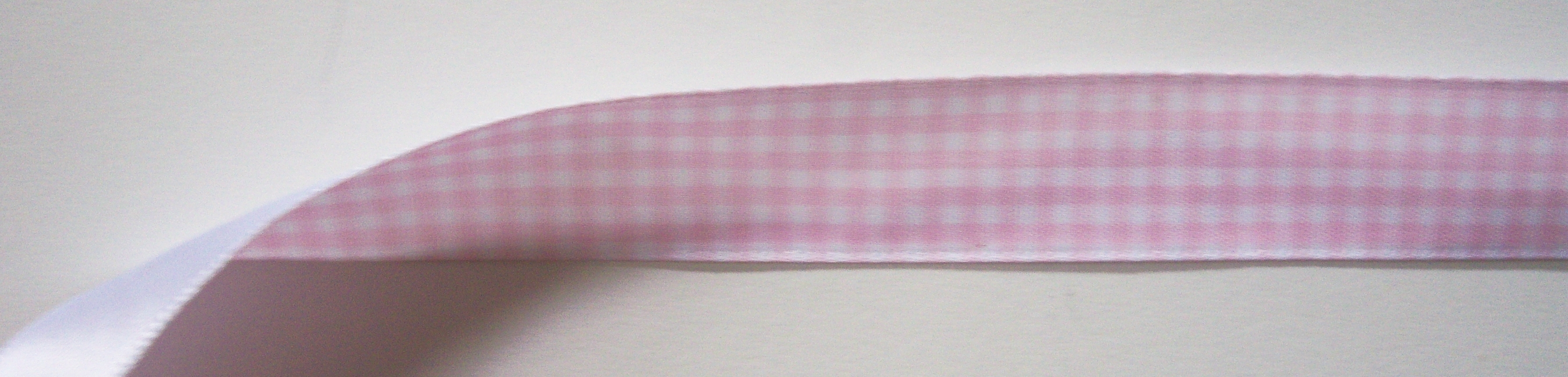 Light Pink Check/White Satin Faced Ribbon