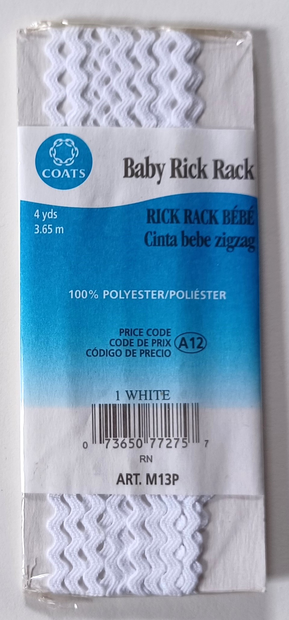 White 3/16" Rick Rack