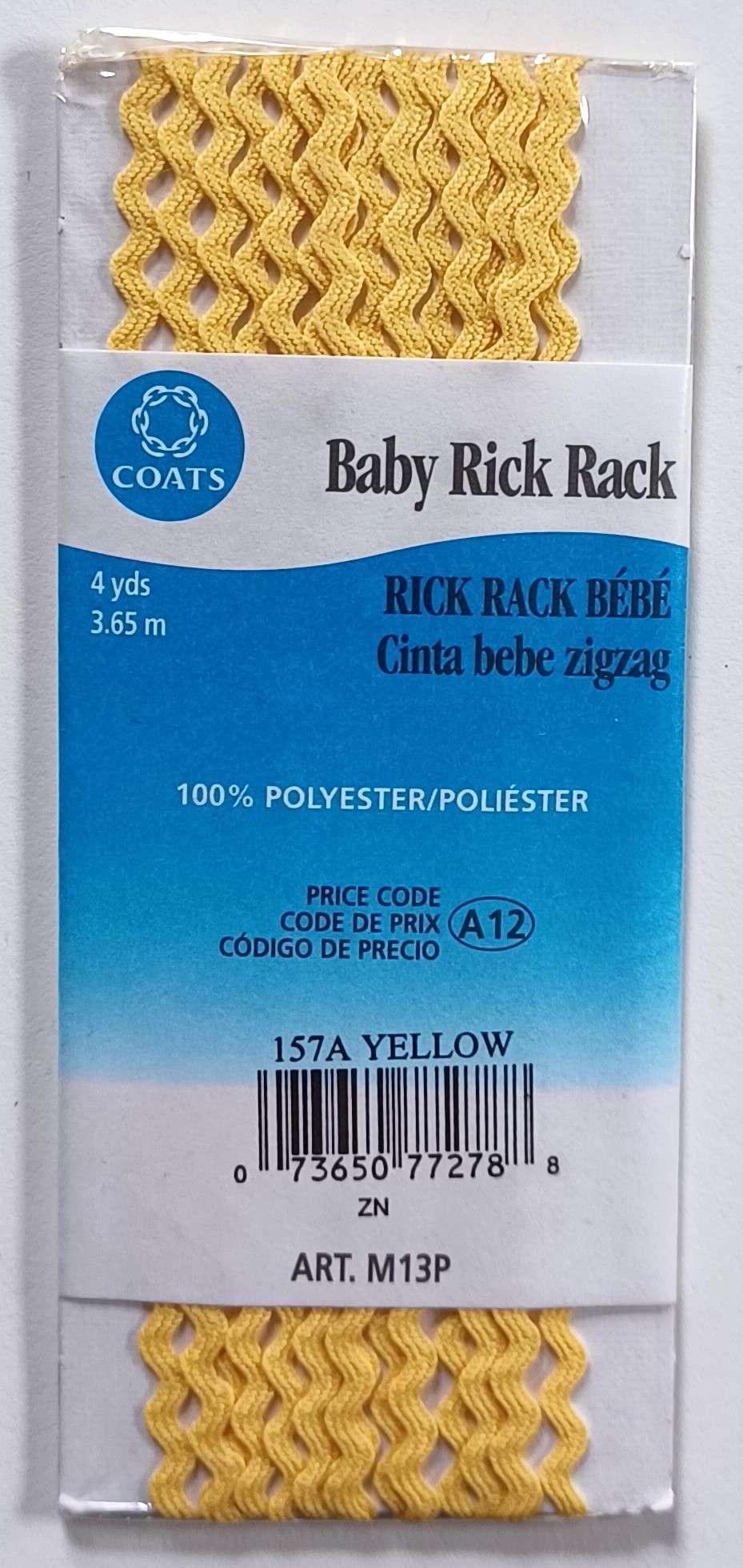 Yellow 3/16" Rick Rack