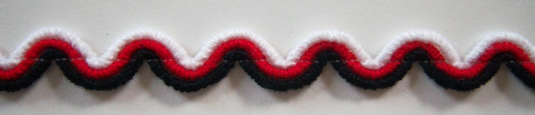 White/Red/Black 3/8" Wavy Braid