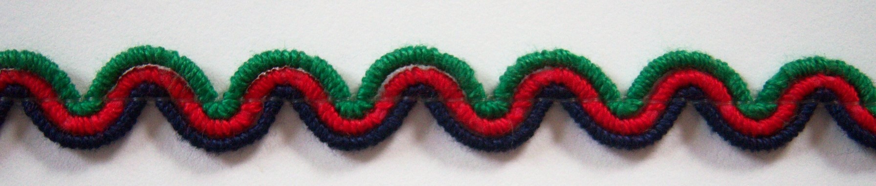 Emerald/Red/Navy 3/8" Wavy Braid