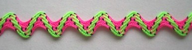 Pink/Neon Green 5/16" Rick Rack