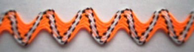 Neon Orange/White/Black 1/2" Rick Rack