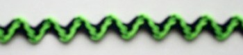 Black/Neon Green 7/32" Rick Rack