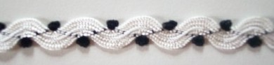 White/Black 3/8" Picot Rick Rack