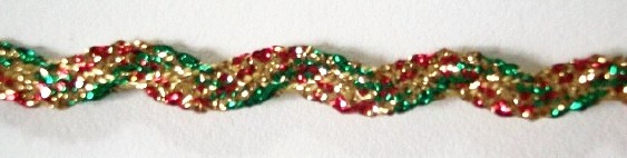 Red/Green/Gold 1/4" Metallic Rick Rack