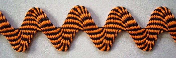Neon Orange/Black 7/8" Rick Rack