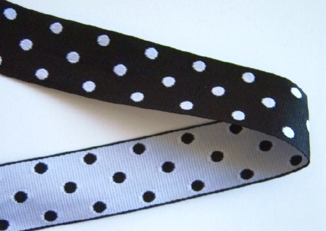 Black/White 1" Dots Ribbon