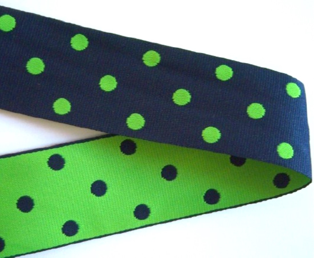 Navy/Apple Green 1 1/2" Dots Ribbon