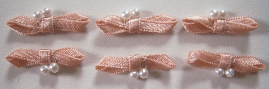 Satin Toffee 2 Pearl Bow