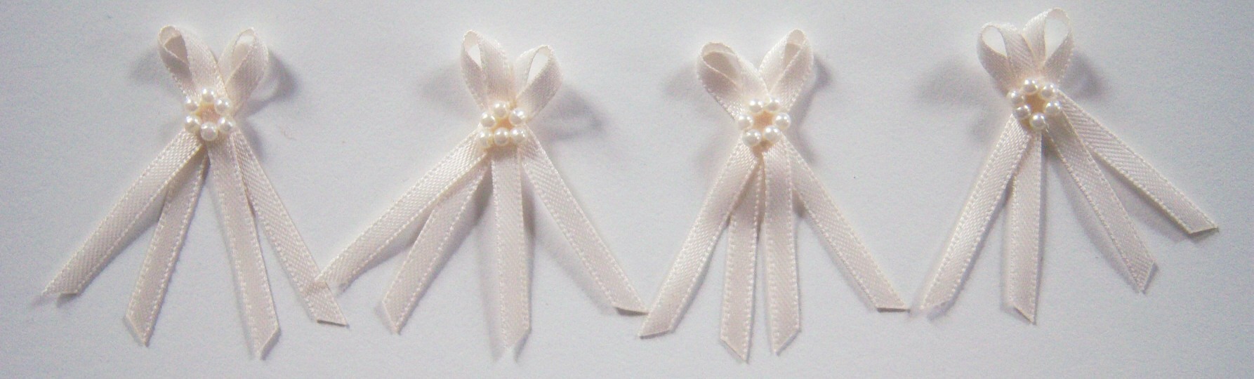 Ivory Satin/Pearls Bow