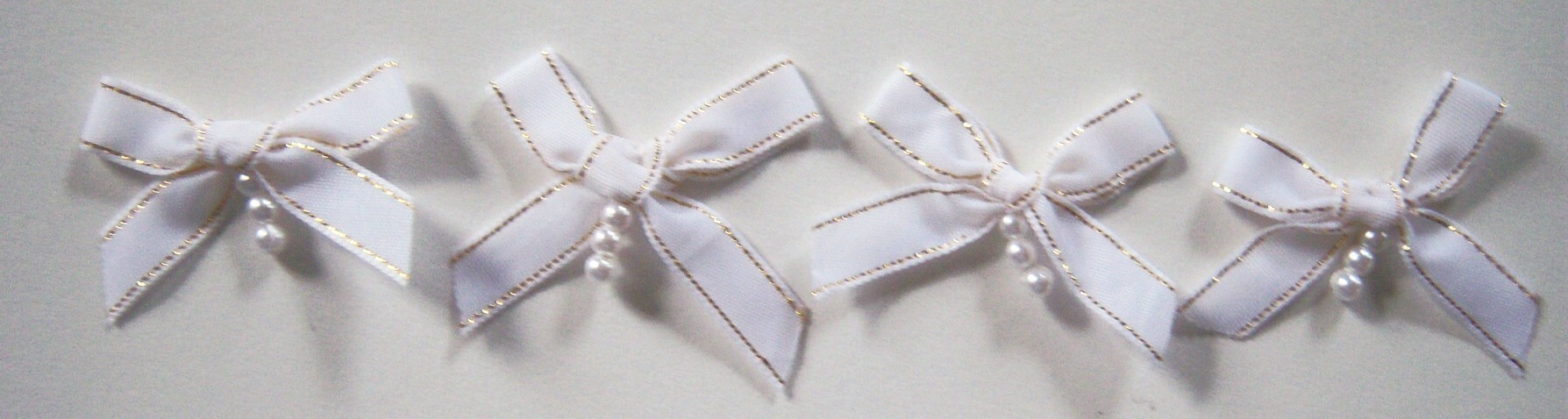 White/Gold/Pearls Bow