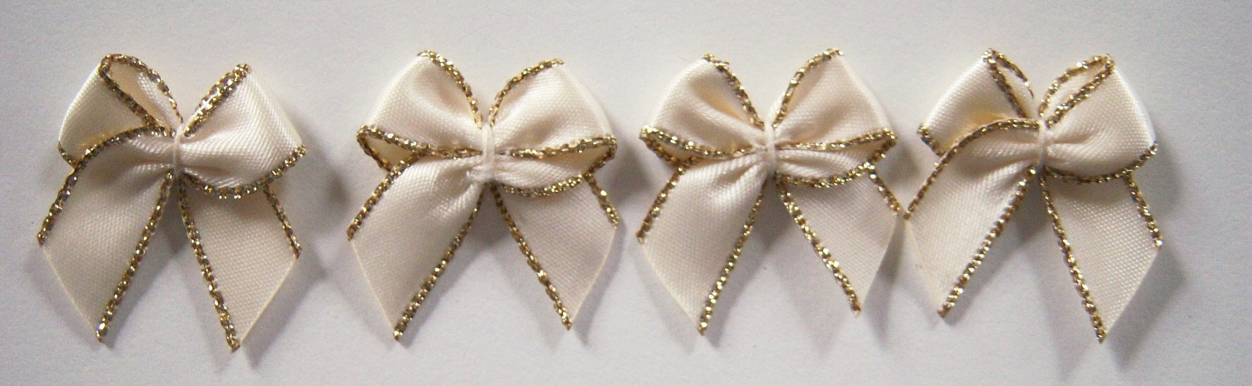 Ivory Satin/Gold Bow