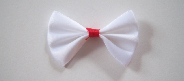 White Satin/Red 2 1/4" Bow