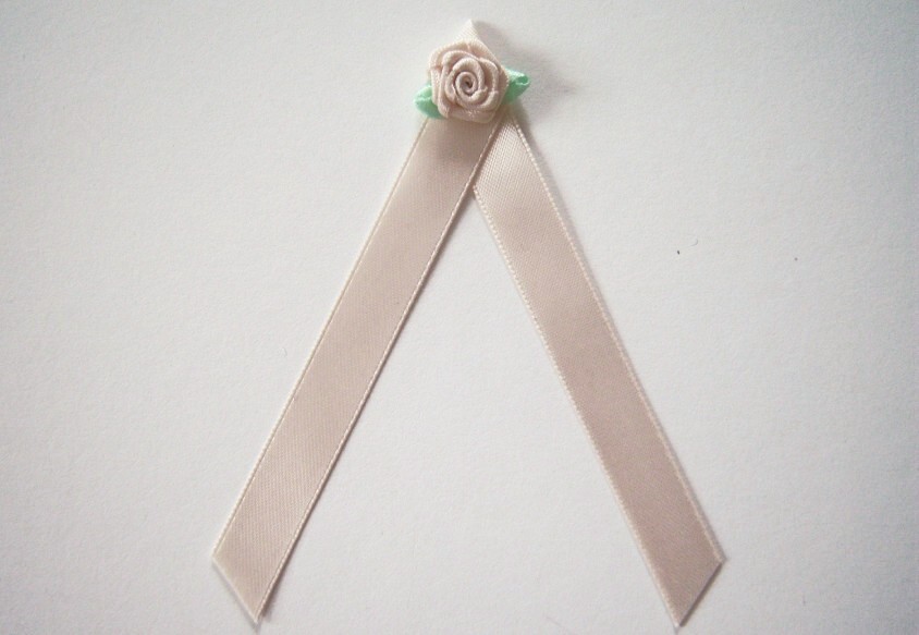 Beige Satin/Rose 1/2" x 3" Bow