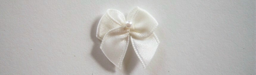 Antique White Satin Pearl Bow