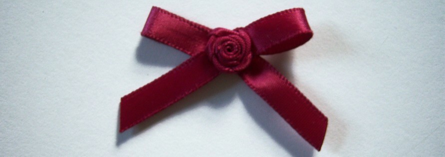Wine Satin Rose Bow
