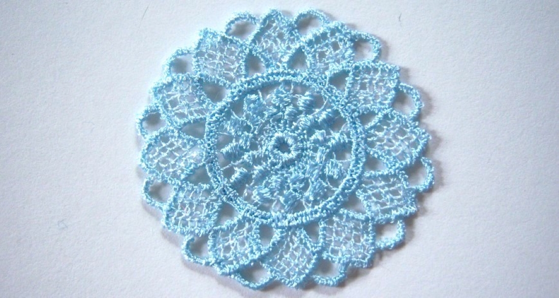 Sky Blue Circle Venise Lace Applique