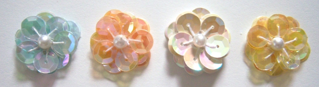 4 Sequin Flower 3/4" Appliques